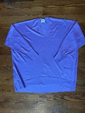 Zinco Italian Wool Silk Cashmere Blend purple V Neck Sweater M